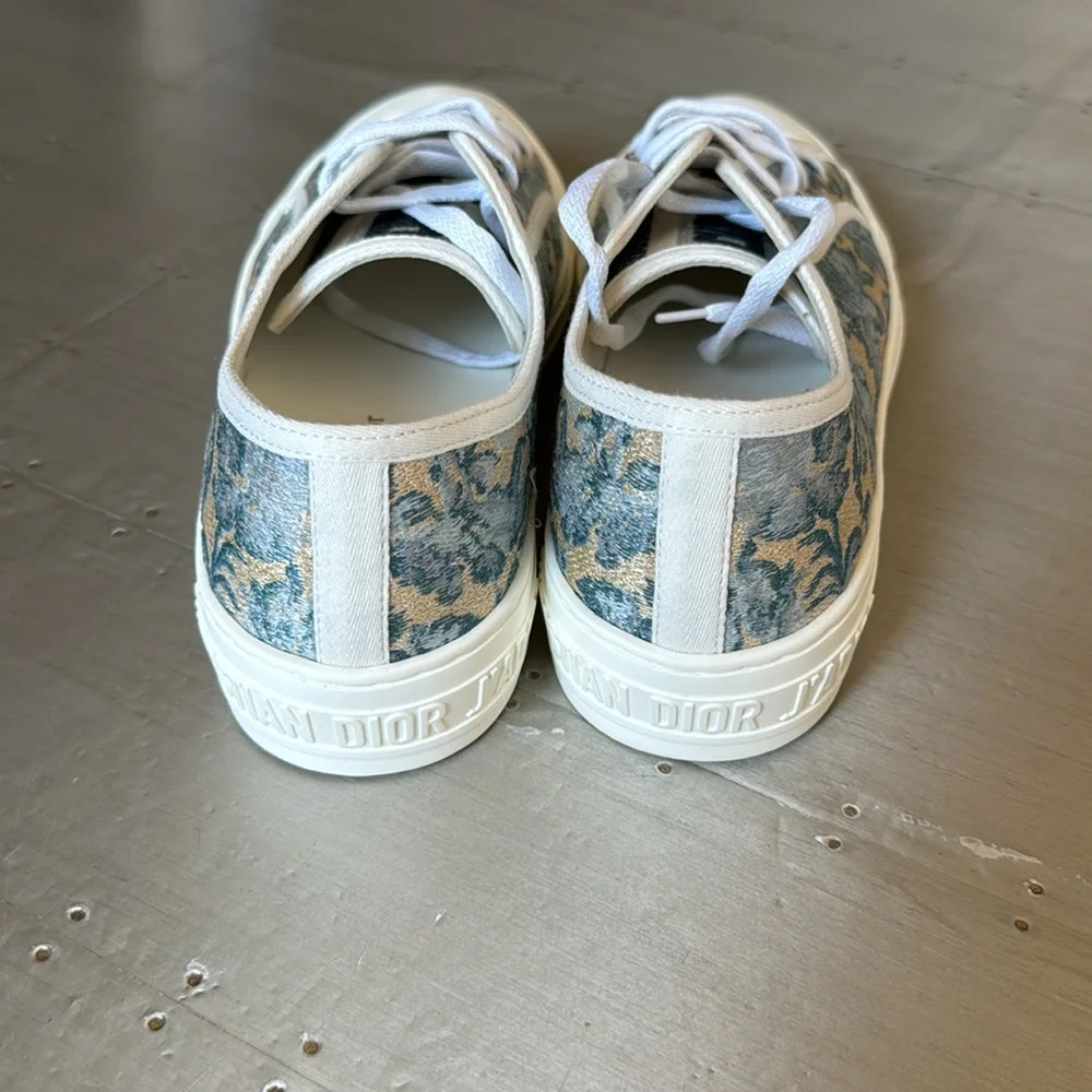 Christian Dior walk’n’Dior sneaker trainer flat blue canard gold metallic sz 39